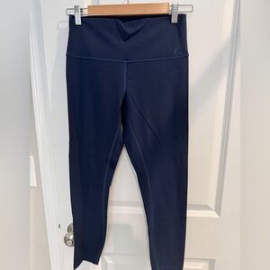 Navy Blue High-Rise Leggings with Stretchy Fit